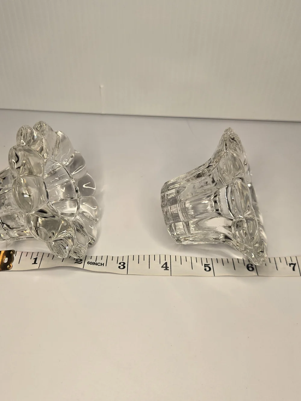 Vintage  INDONESIA Crystal Clear Glass Candle Holders (Pair)